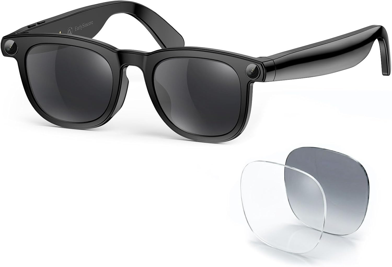 EarlySincere Smart Glasses with 8MP 4K POV Camera, HD Video, AI Vision Assistant