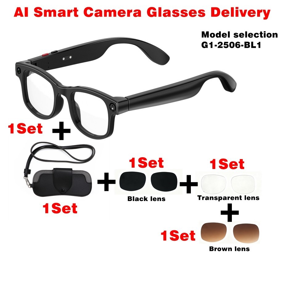 G1-2506 New Al Photography and Video Camera Fashion Smart Glasses with HD