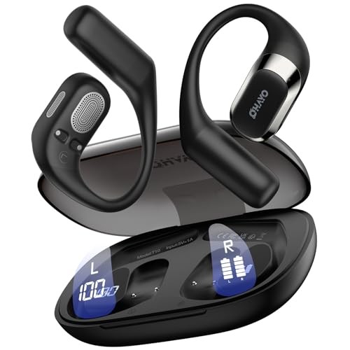Bluetooth Black Open Ear Headphones with Ergonomic Earhook, Bluetooth