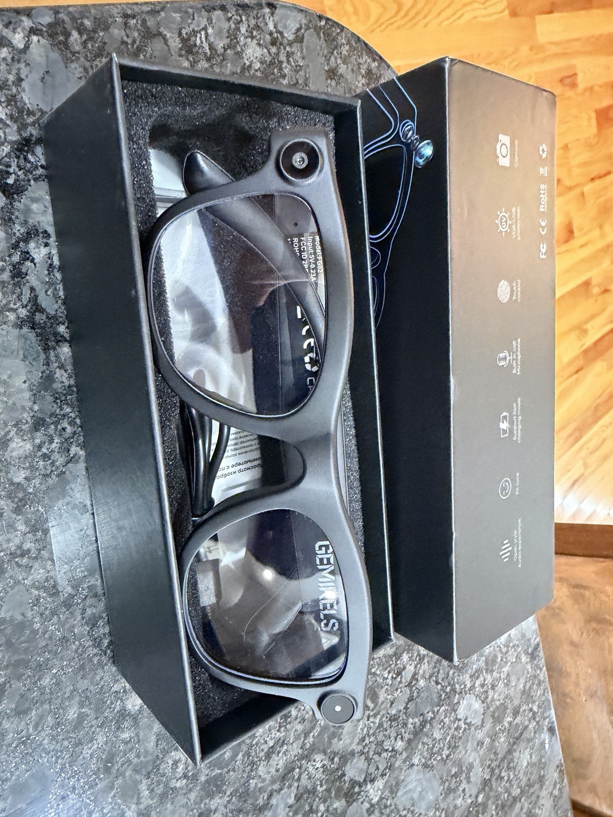 GEMIRELS N8 Smart Glasses Bluetooth Camera Smart Eyewear Black Frame