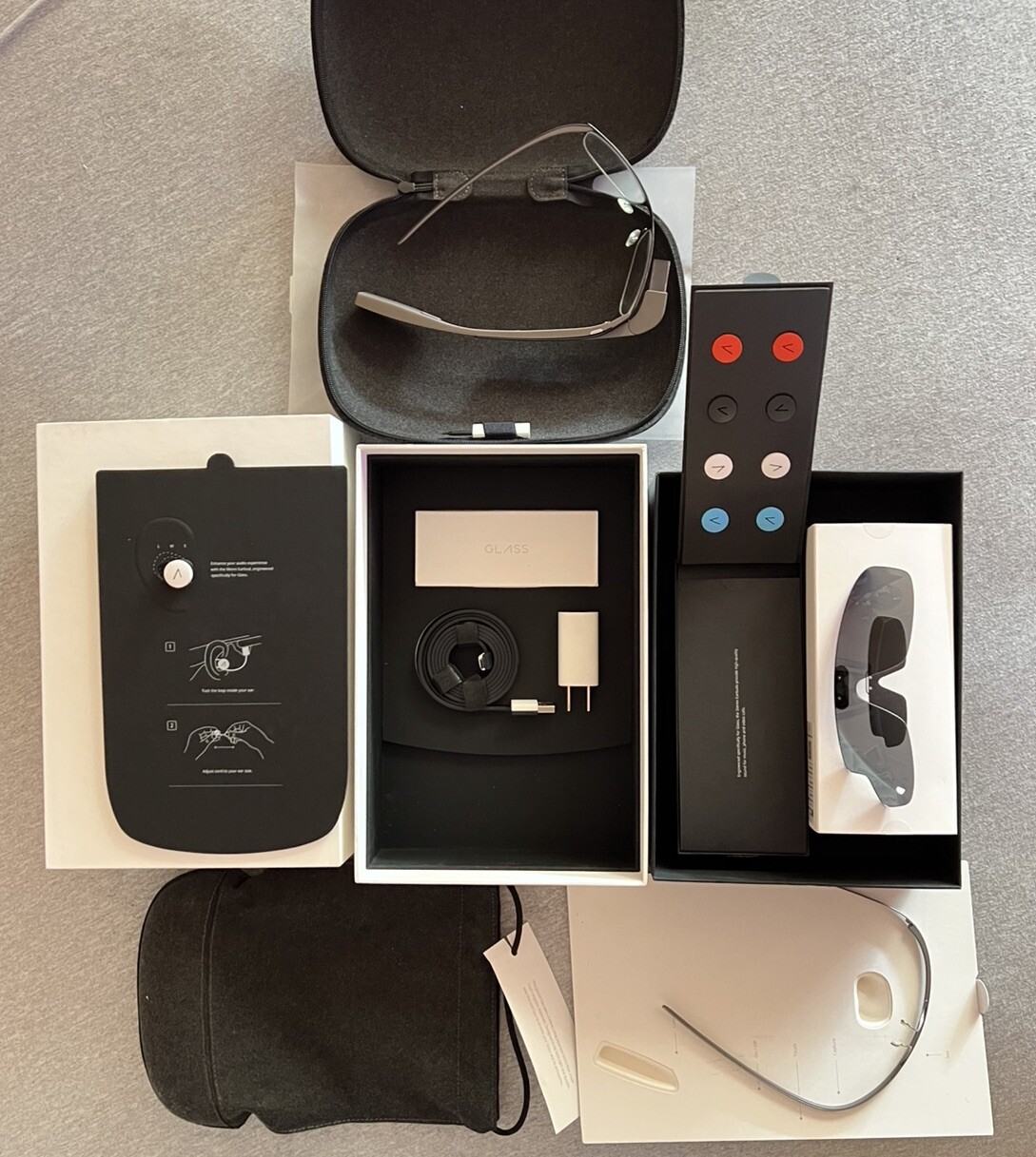 Google Glass Explorer Edition XE-C Smart Glasses Shade Frame Complete Kit Case