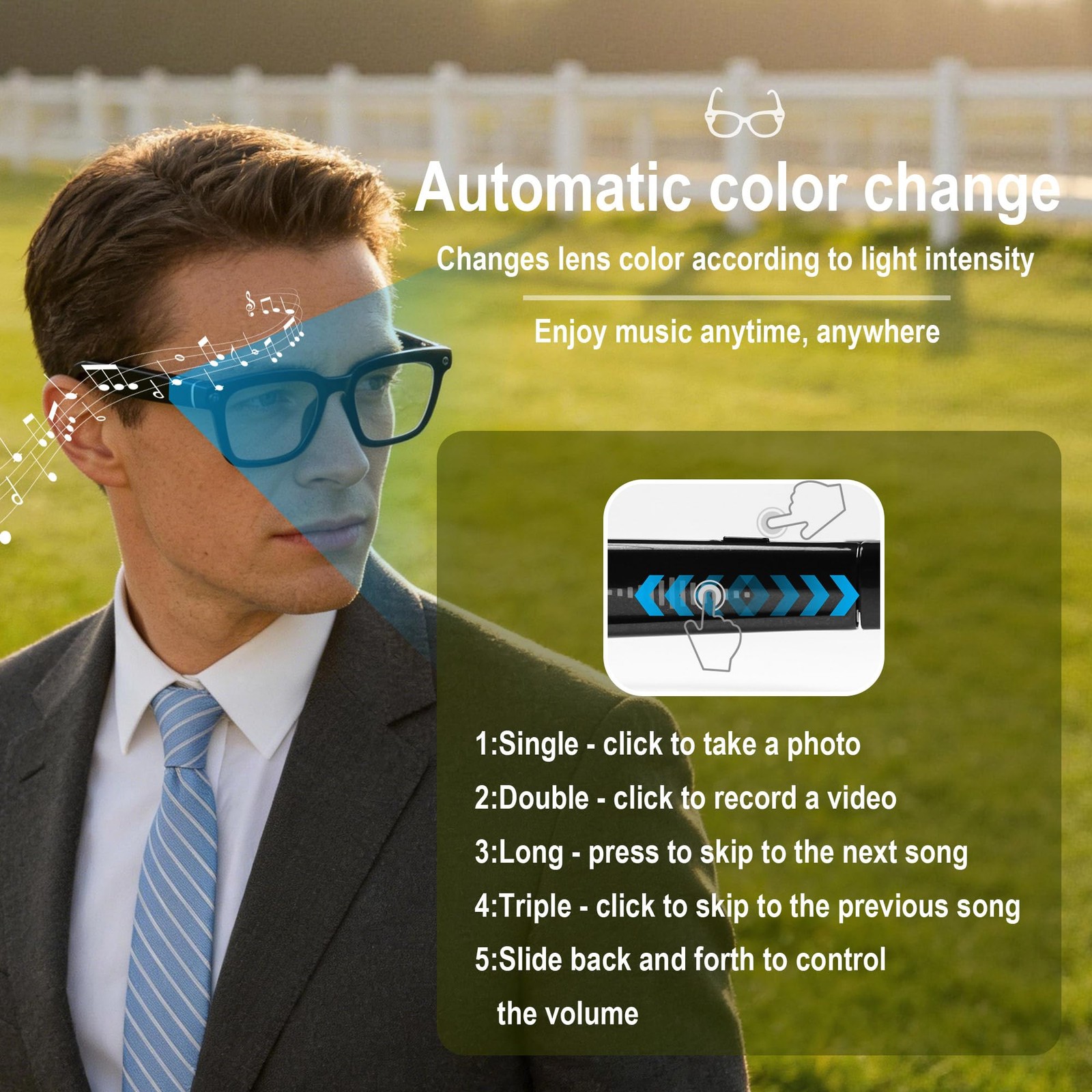 Ai Smart Glasses with Camera and Bluetooth 4K HD Video Recording, RealTime T…