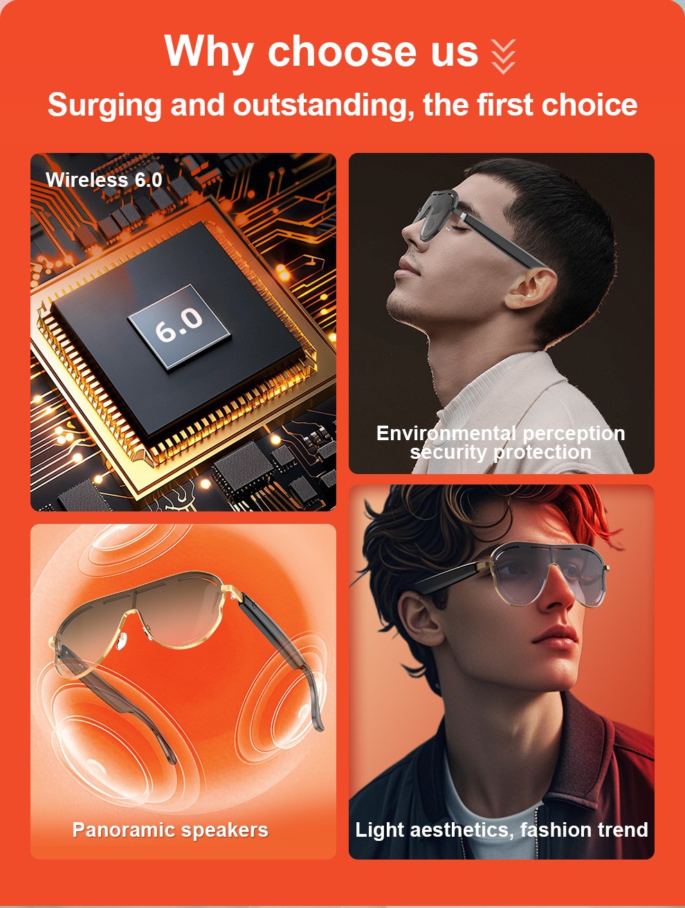 AI Smart Glasses Bluetooth Call Audio Translation for Men Women Travel Glasses