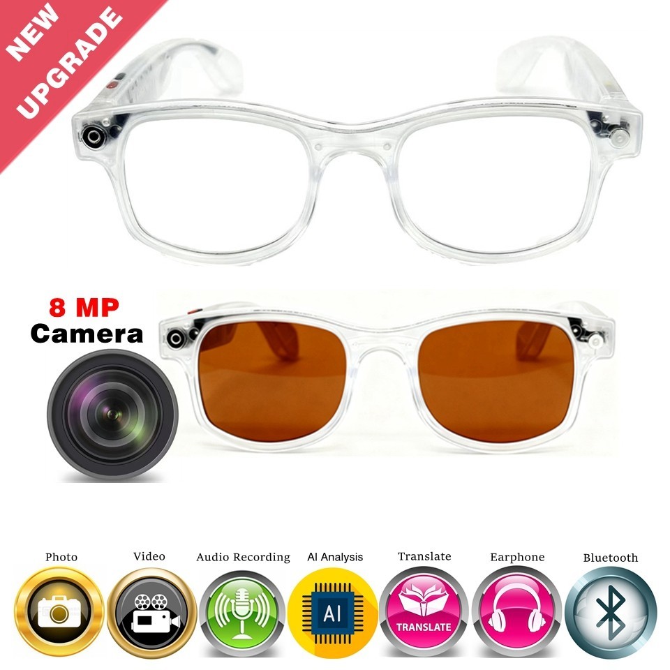 AI smart glasses with built-in camera support stabilized 1080P video and audio
