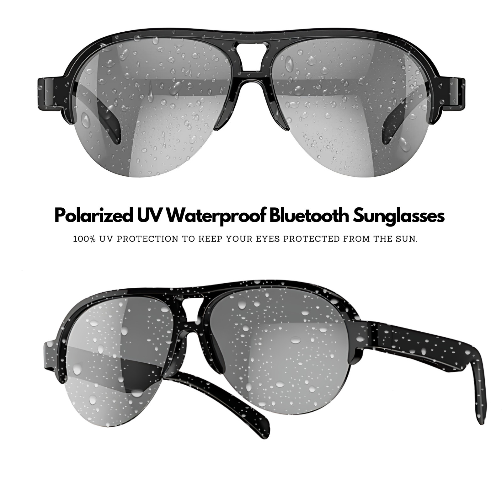 Smart UV Sunglasses Bluetooth Open-Ear Wireless Audio Touch Button Waterproof