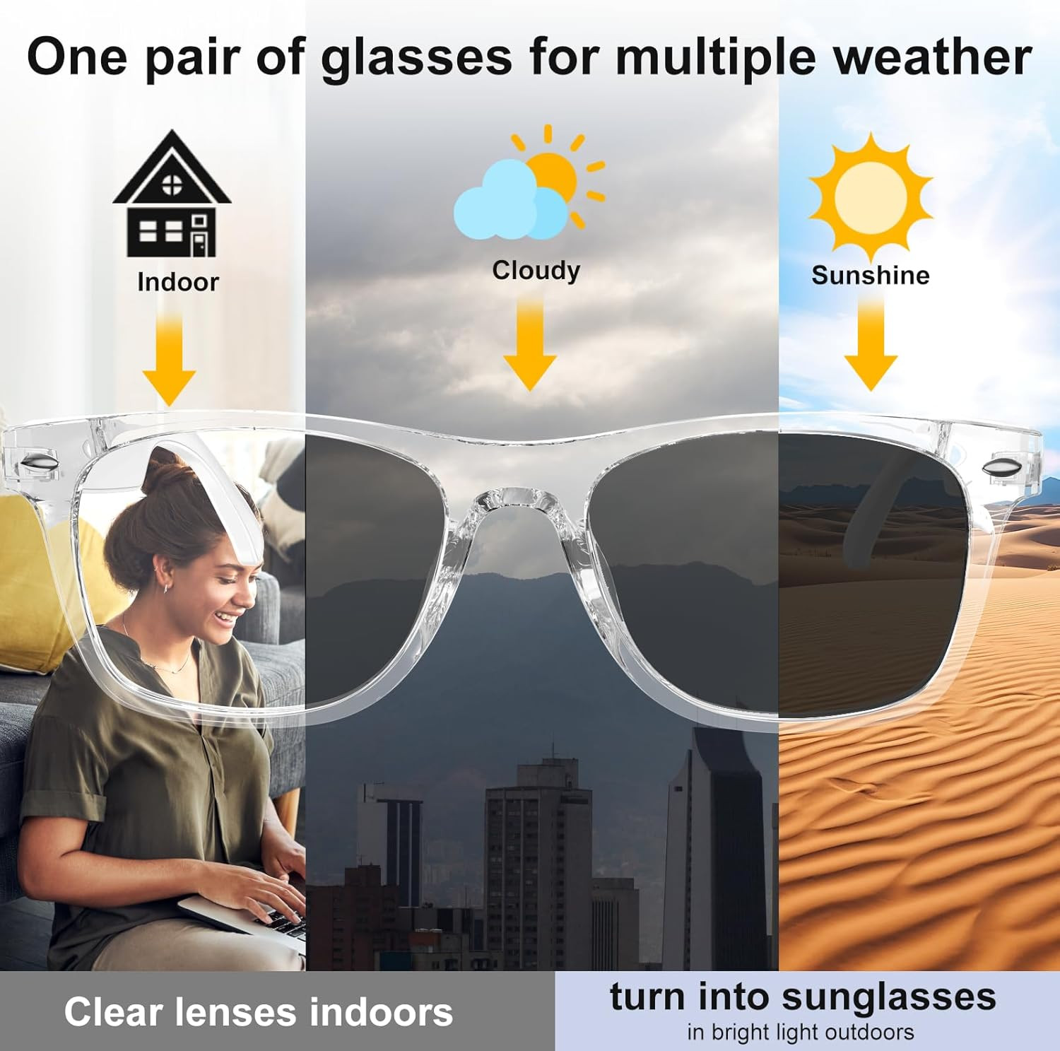 AI Smart Glasses for Women & Men with Chatgpt, Bluetooth Glasses with 165 Langua