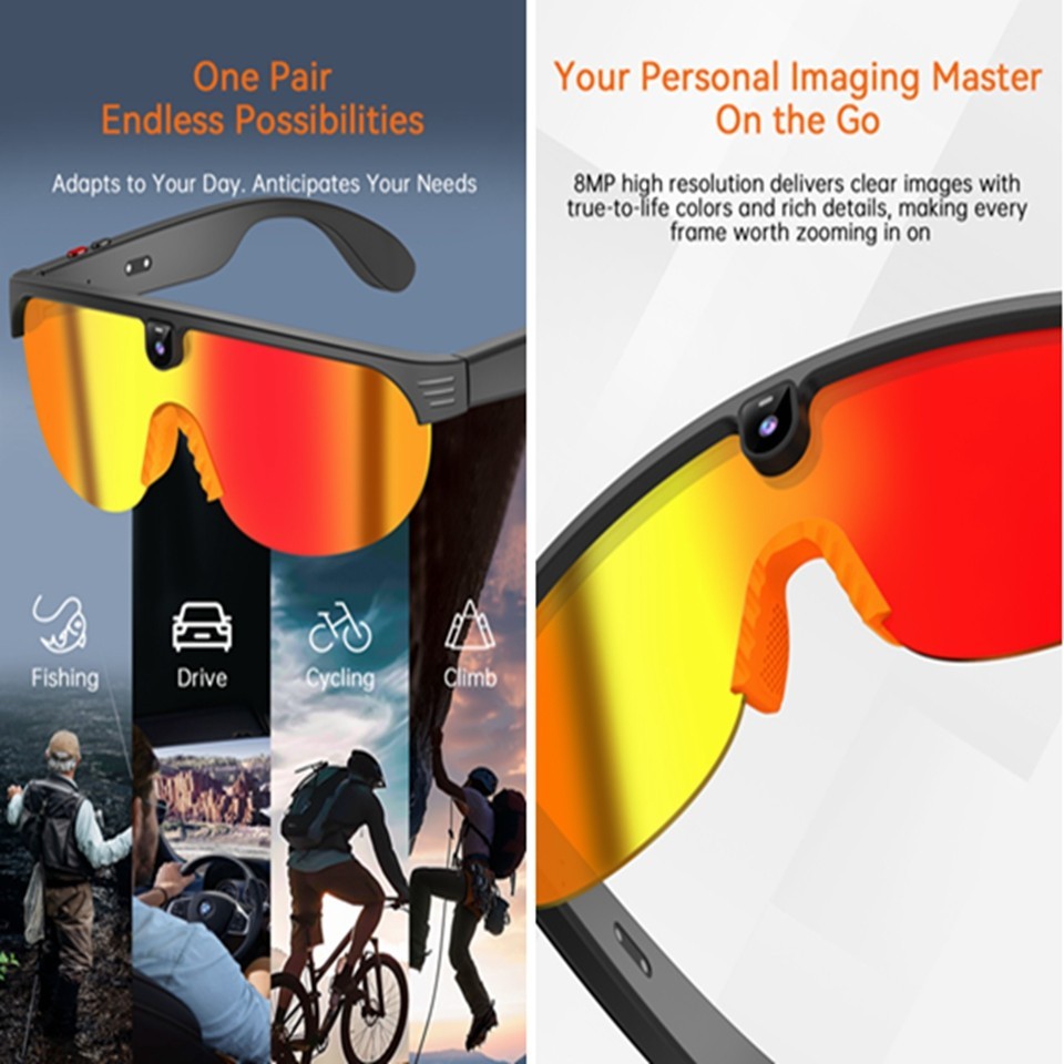 6K AI Smart Glasses Camera Bluetooth Call Voice Assistant Music Translate