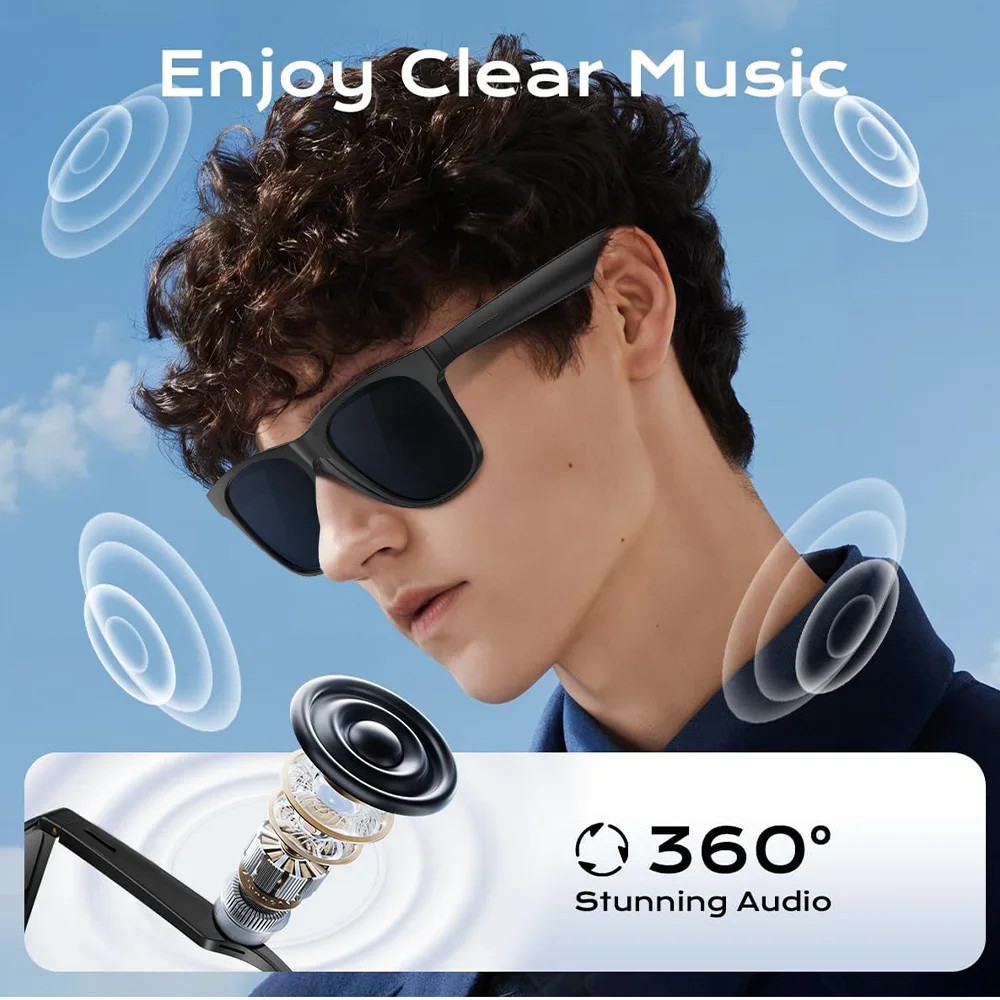 Lenovo AI Smart Glasses Bluetooth Sunglasses 8K Camera Voice Assistant Touch Con
