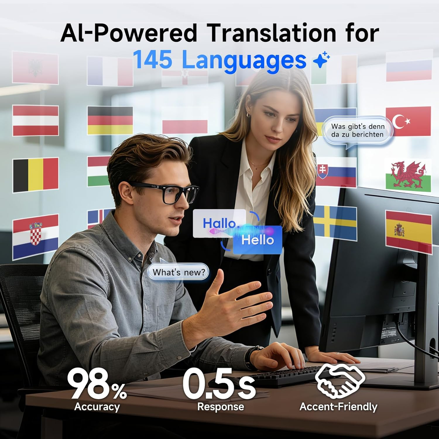 2026 AI Glasses for Men & Women, Smart Glasses Powered by Chatgpt, AI Real-Time