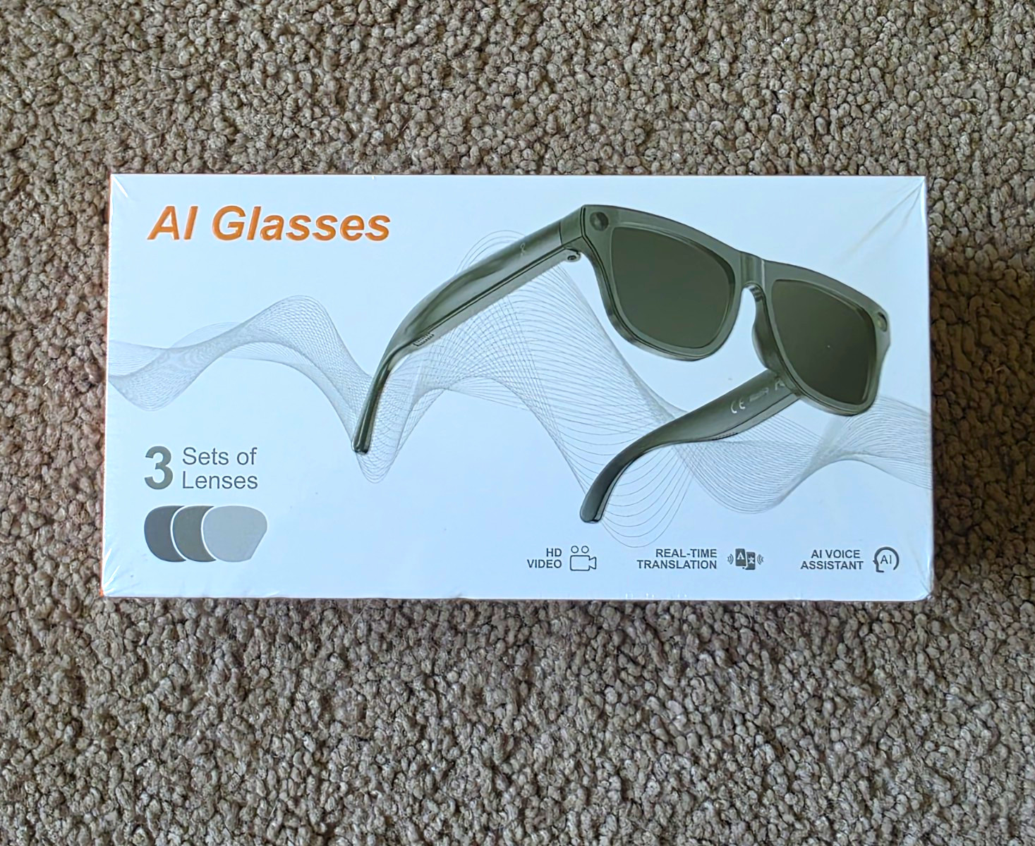 AI Glasses Smart Glasses 3 Lens Sets Bluetooth Wi-Fi Real-Time Translation HD