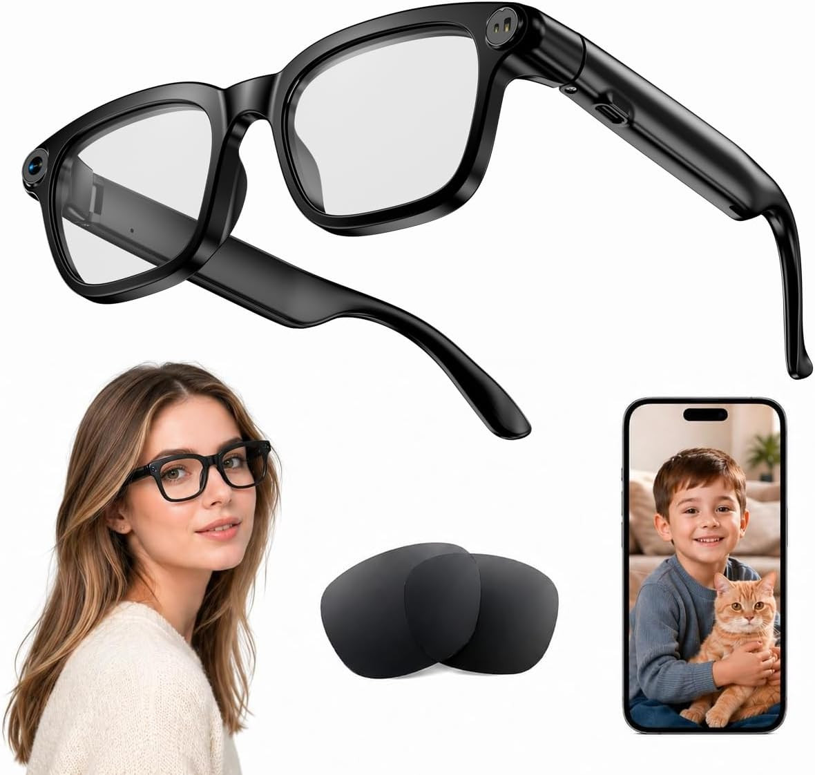 AI Smart Glasses with 8MP Camera, 4K Video, Photo Capture, Real-Time Translation