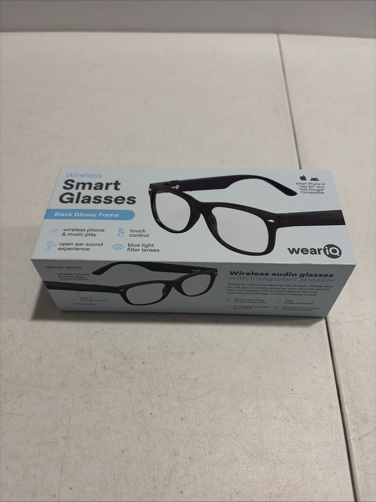 WeariQ Blue Light Blocking Bluetooth Smart Glasses –Black Glossy