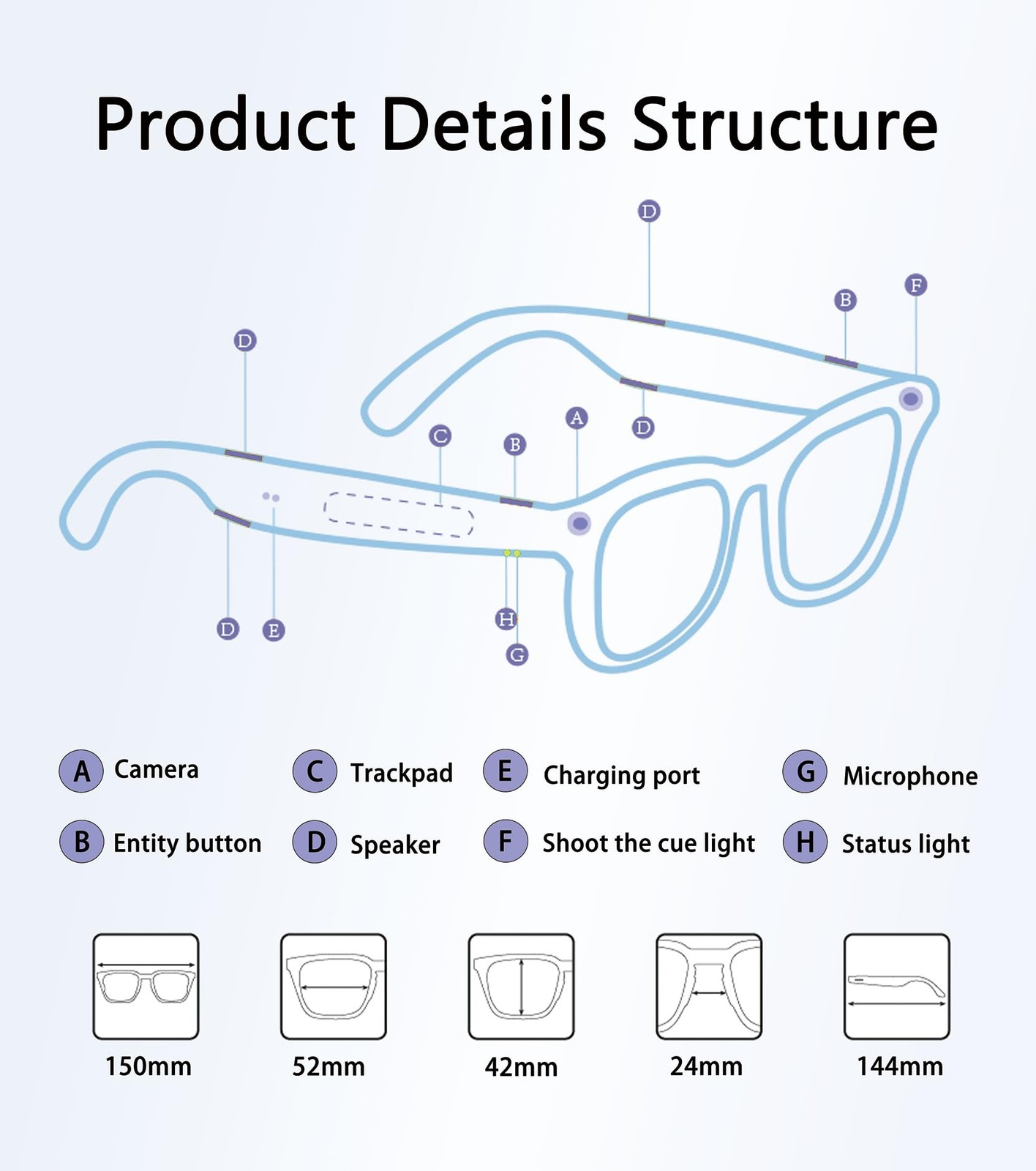 AI Smart Glasses with Camera, 800W HD Camera for Photos & Videos, Recording G…