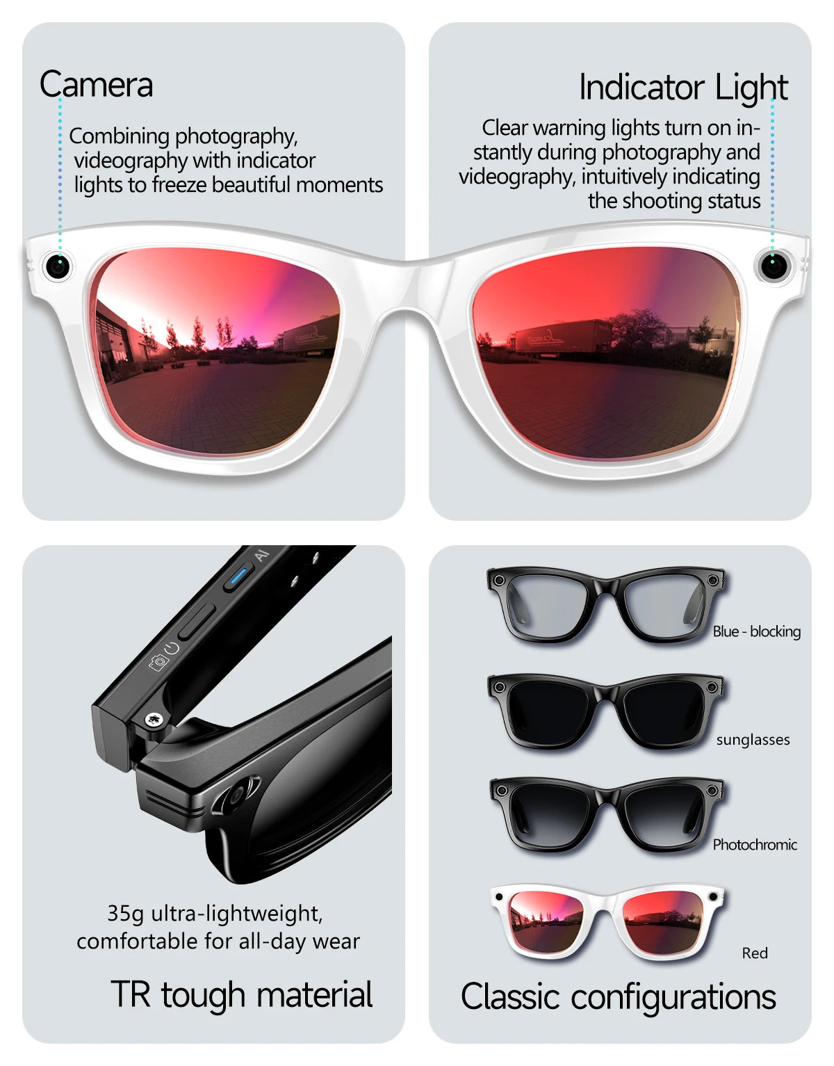 New 800W Camera AI Glasses Intelligent Translation Glasses Photo Recording