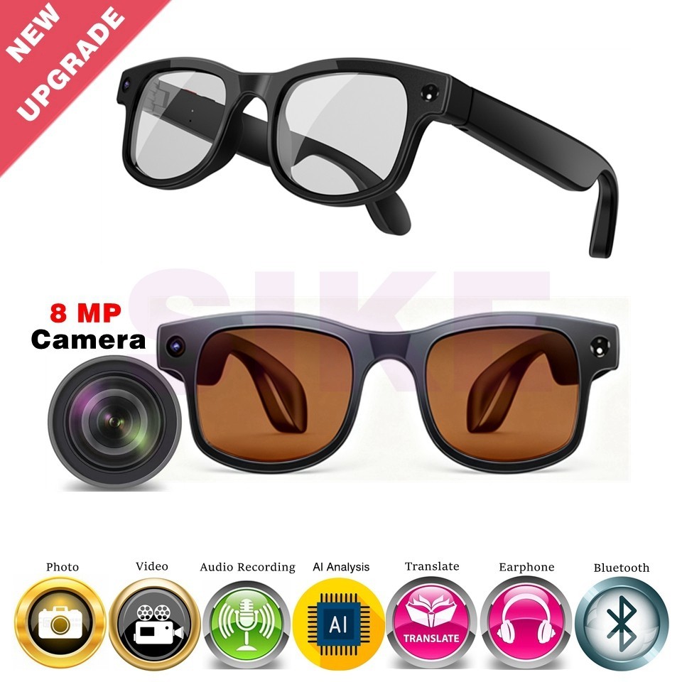 AI Smart Glasses with Camera,Bluetooth Sunglasses Video Recording For Men Women