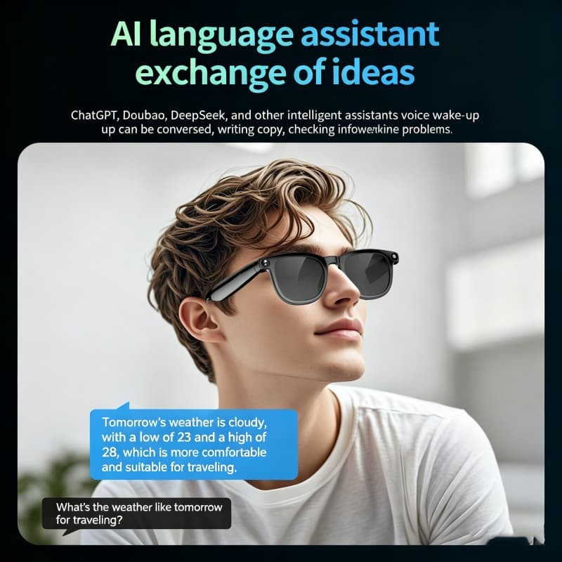 AI Smart Camera Glasses w/2Sets Lenses Bluetooth 5.3 Hands-Free Video Eyewear US