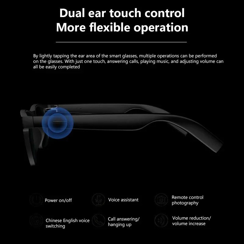 8K Camera AI Smart Glasses Touch Control Photo Recording Translator Voice Assist