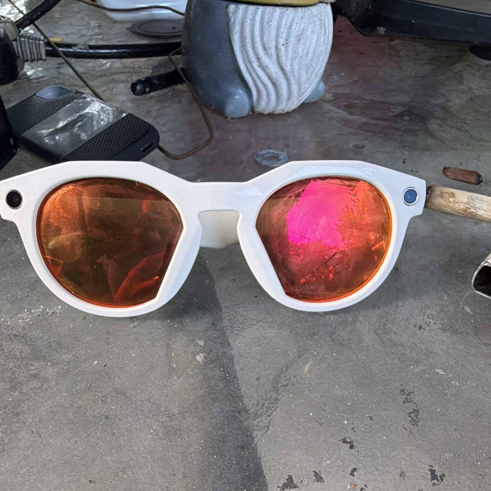 Oakley x Meta HSTN Smart Glasses Bluetooth White Frame Mirrored Pink/Orange