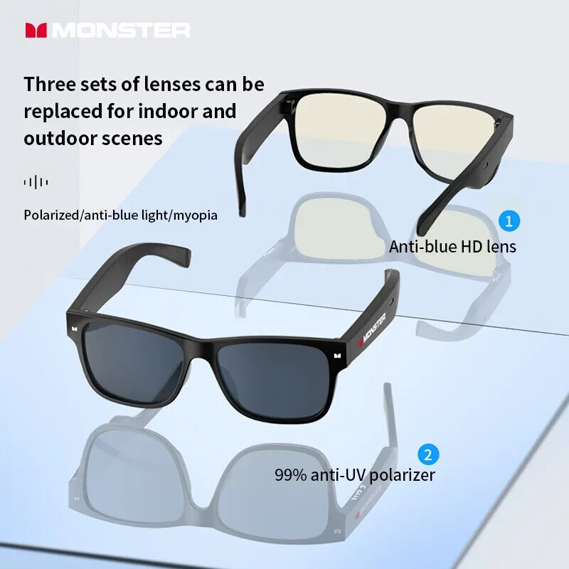 Monster S01 Smart Glasses Headset Wireless Bluetooth Sunglasses Outdoor Earphone