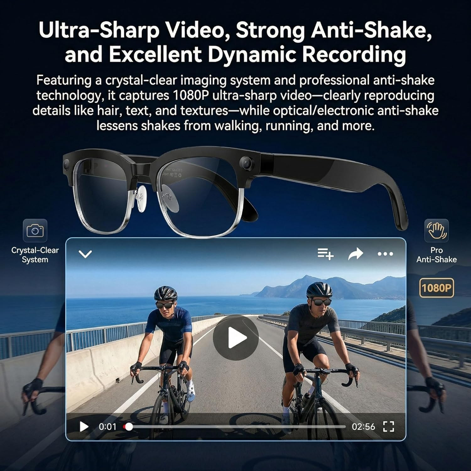 AI Smart Glasses with 4K Camera/Video Recording/Bluetooth for Men & Women/Hands-
