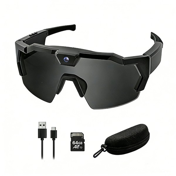 Anti-Glare Safety Glasses 2MP Camera 64G Wireless Connection for Cycling Hiking