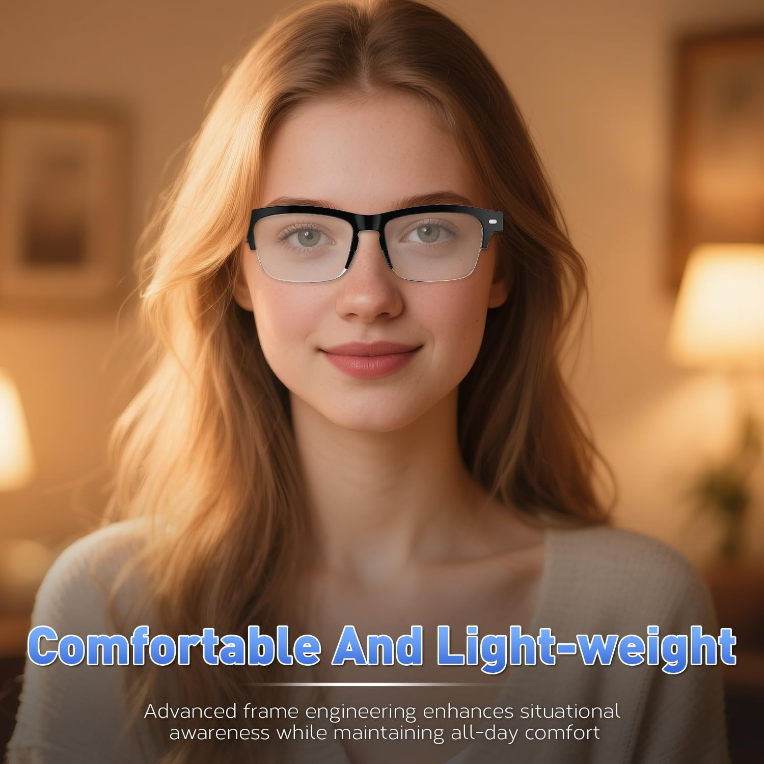 Smart Glasses, Open-Ear Sound Mic & Speakers, Smart Audio Polarized Sunglasses w