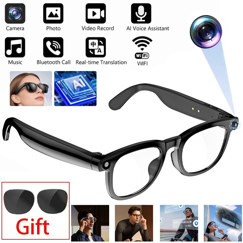 Smart AI Shooting Glasses 800W Pixels AI Voice Assistant Call Image Recognition