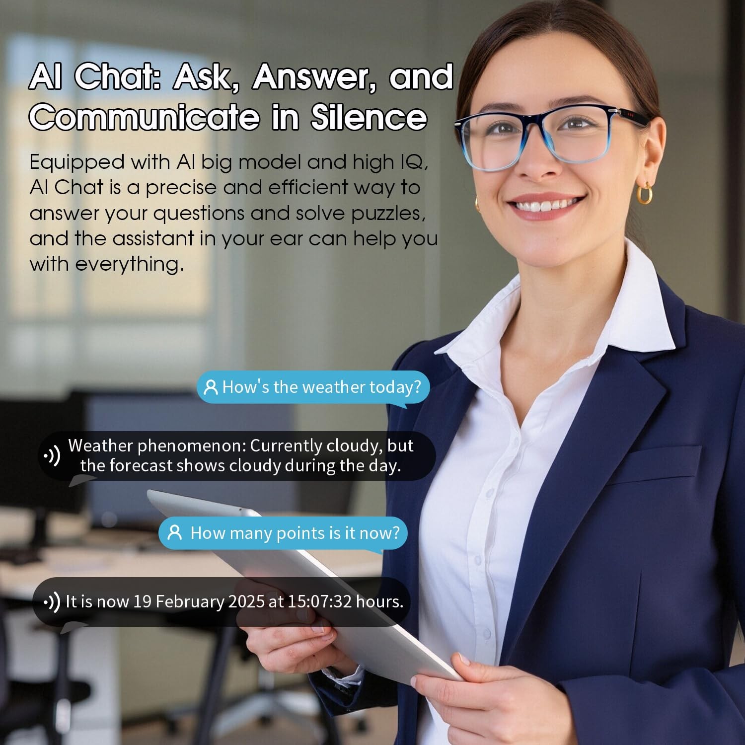 padom AI Smart Glasses Blue AI Photochromic