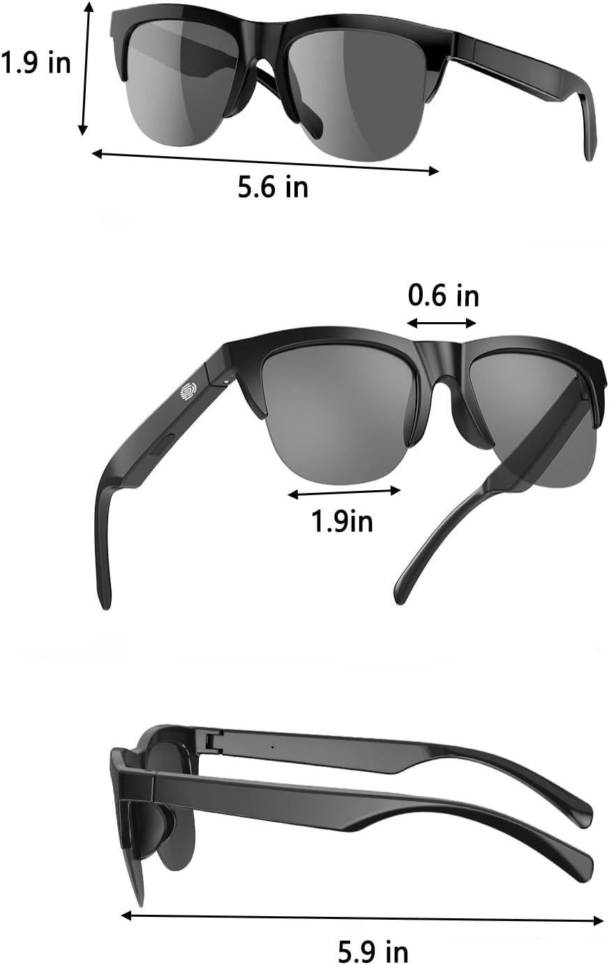 Waterproof Bluetooth Smart Glasses with Touch Control and Interchangeable Lenses