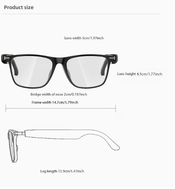 Smart AI Glasses with Speakers Eyewear Translator Headphones