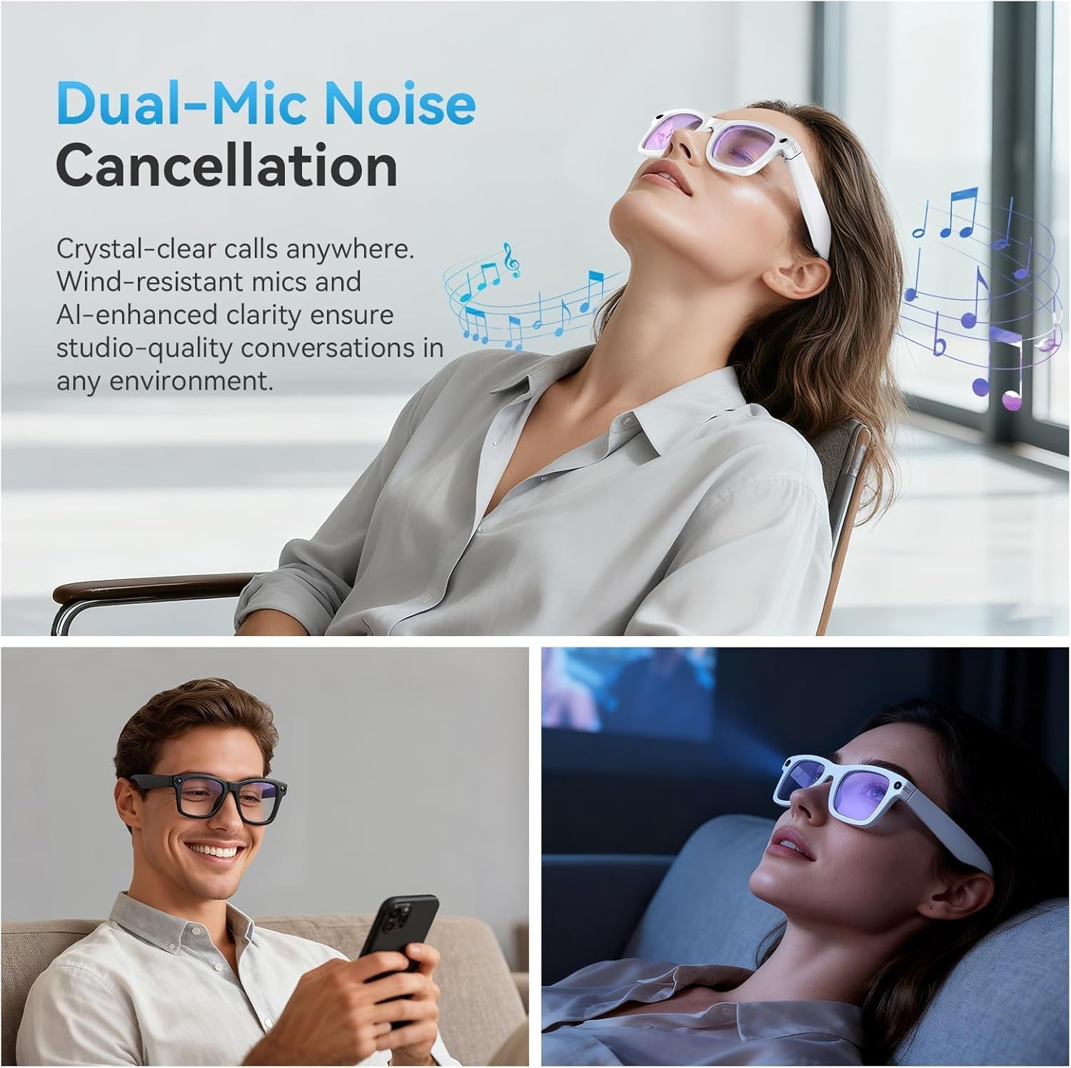 AI Smart Glasses for Men Women,8MP 2K HD Camera Glasses,AI Voice Control,AI Phot
