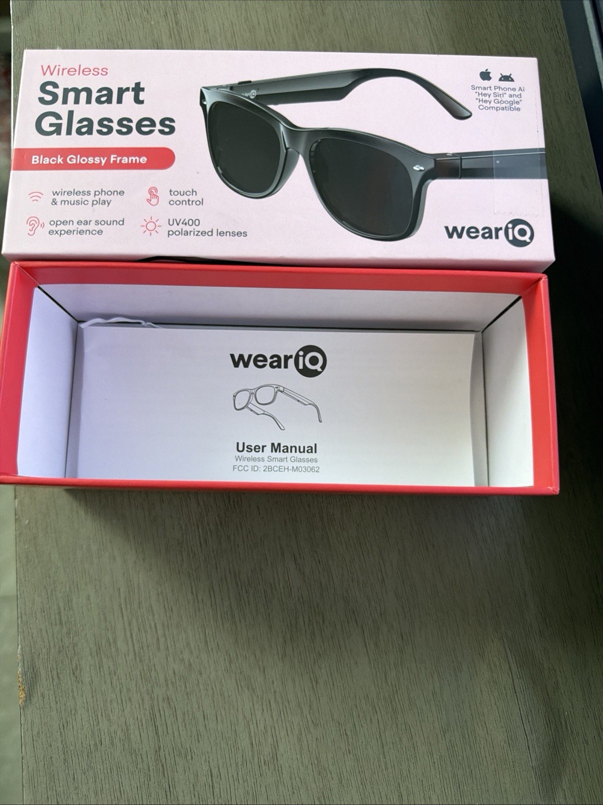 New WeariQ Wireless Smart Glasses Bluetooth, Black Polarized Lenses,