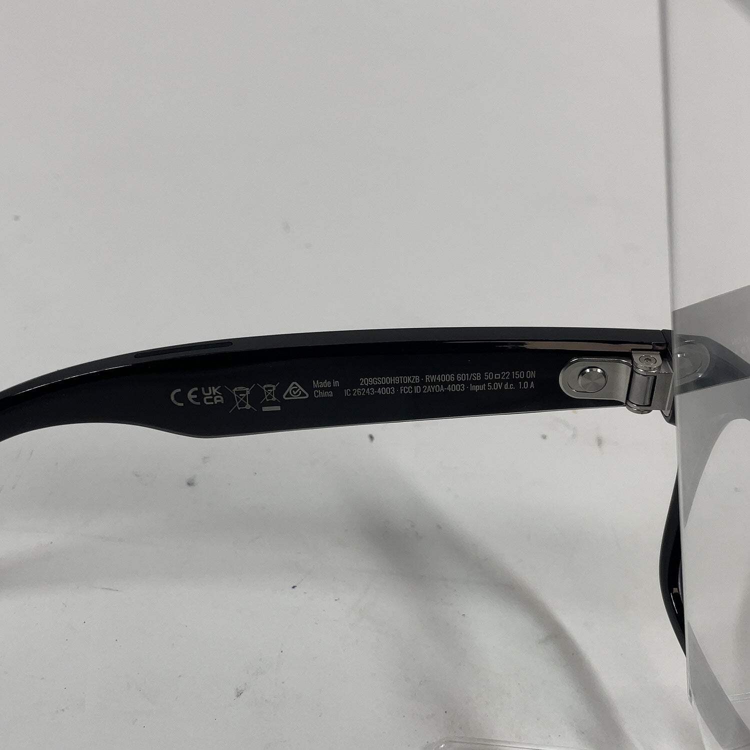 Ray-Ban Meta Wayfarer Gen 1 Shiny Black Standard RW4006 601SB AI Smart Glasses