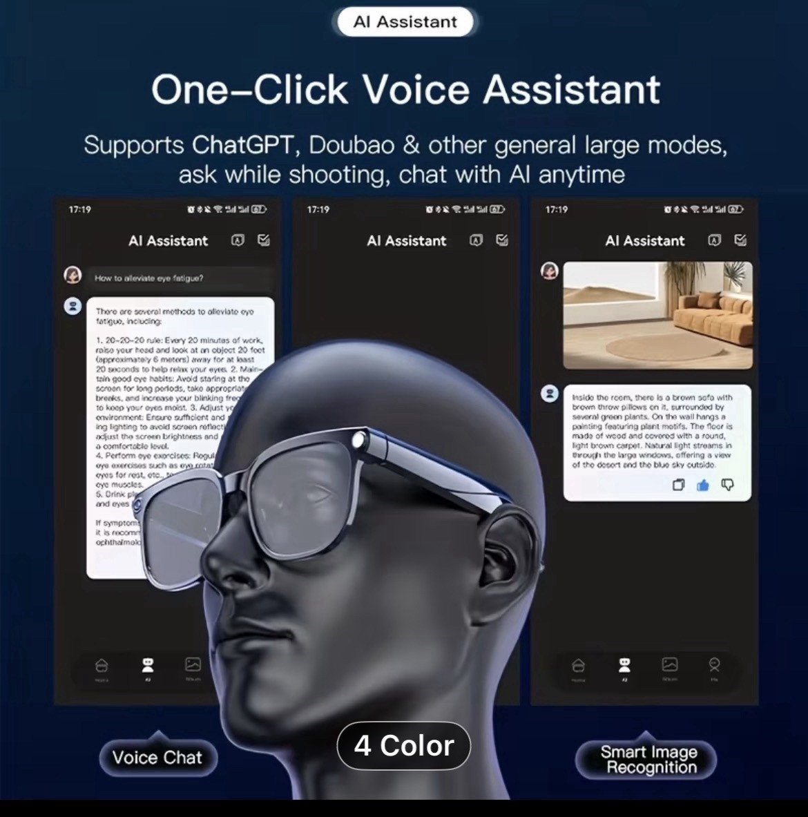 M02S Smart Camera Glasses, AI Voice Assistant, Translation, Bluetooth Wi-Fi