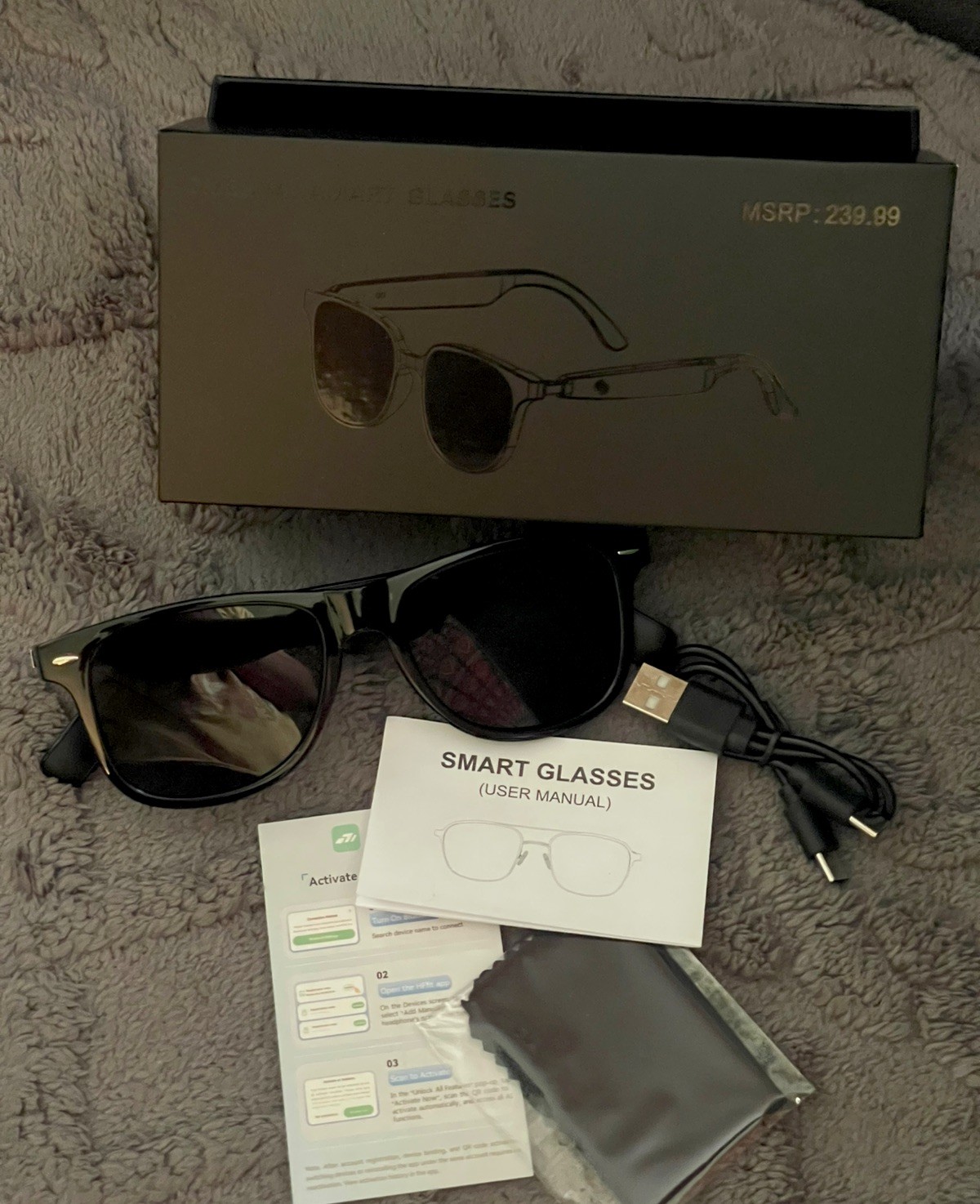 DMES AI Smart Glasses Ai Camera Translator Brand New In Box Black Call Bluetooth