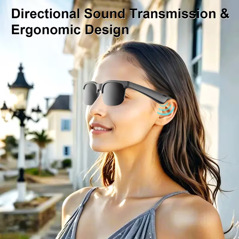 S01 Smart Bluetooth Audio UVA/UVB Sunglasses, Built-In Speakers & Mic – Black