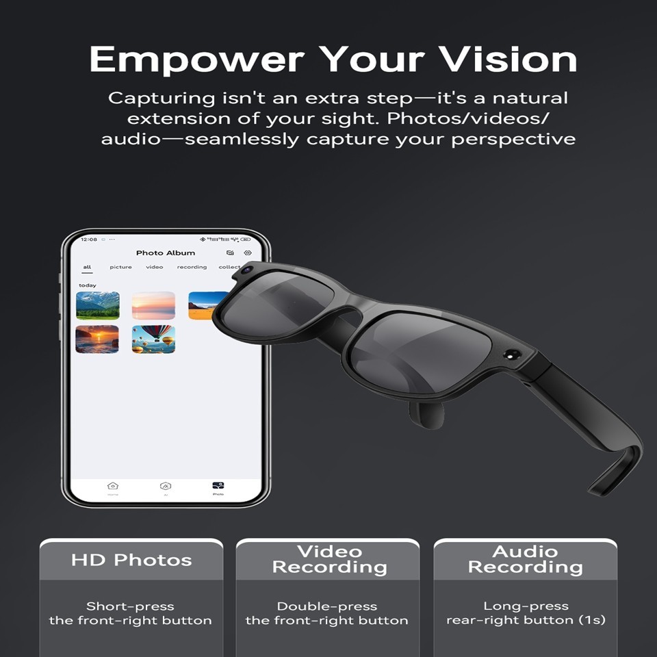 Smart Sunglasses HD Night Vision Glasses Bluetooth Earphone Call Music Headset