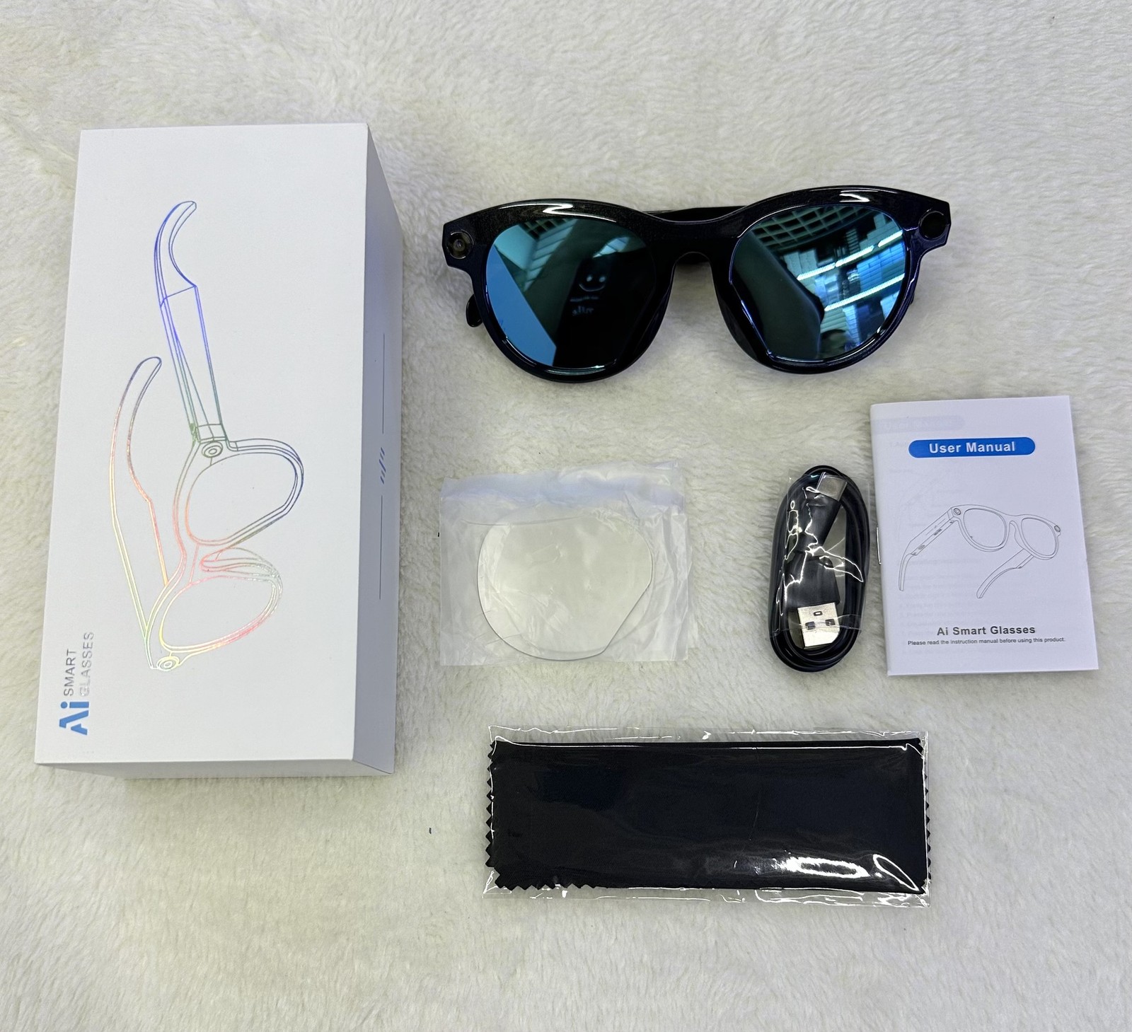 AI Smart Glasses with HD Camera Voice Translation BT Video Recording Sunglasses