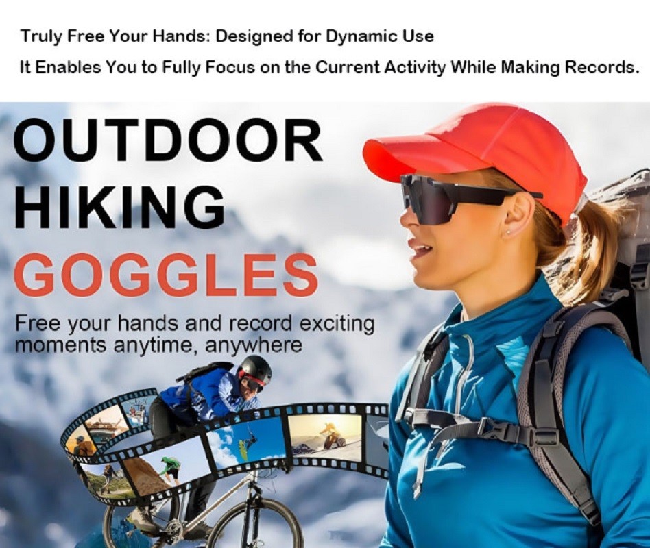 64GB Sports Recording Sunglasses，Hands-Free Outdoor Action Camera，Cycling/Skiing