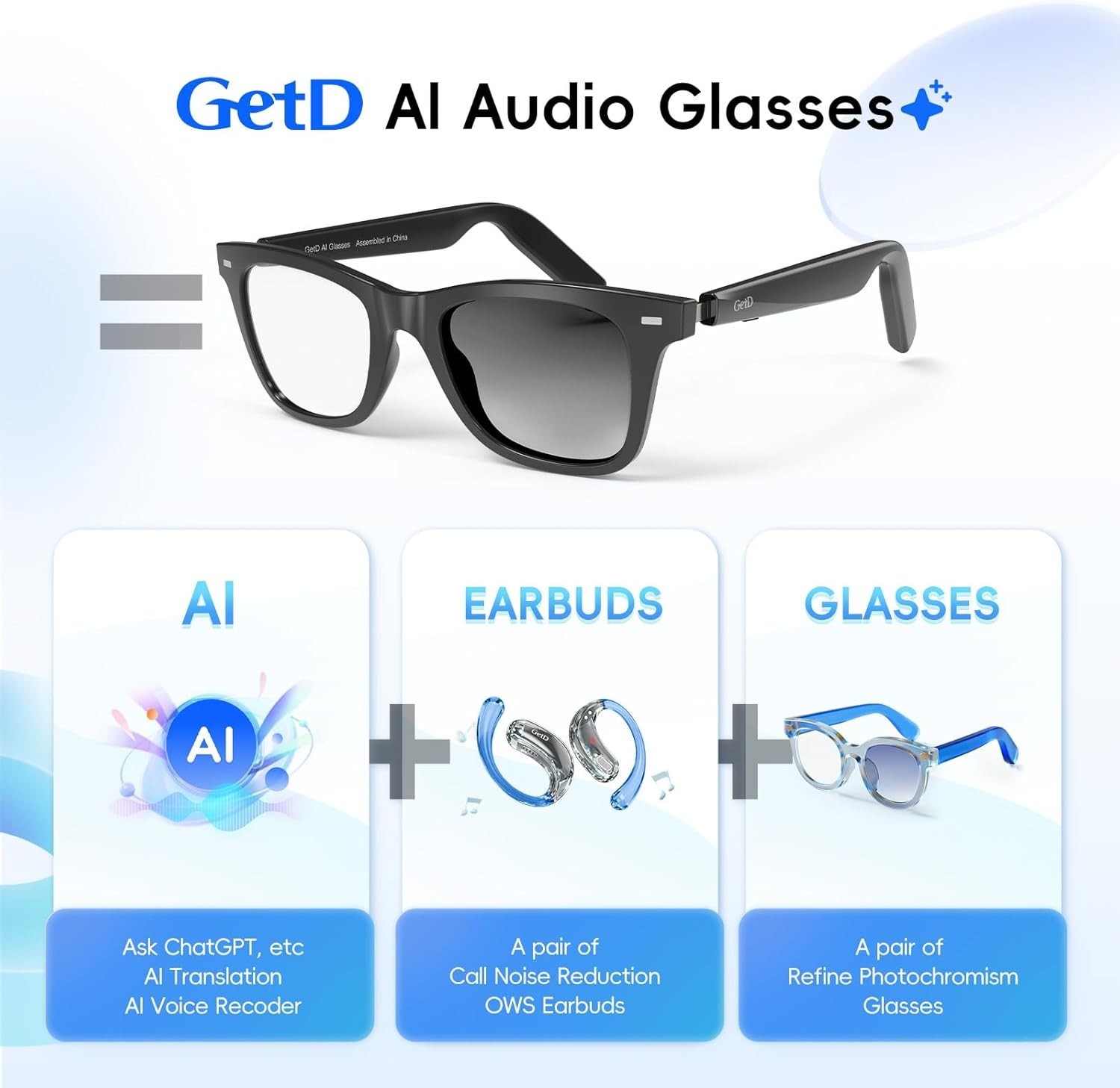 Smart Glasses with ChatGPT AI – 145 Languages, Music Play