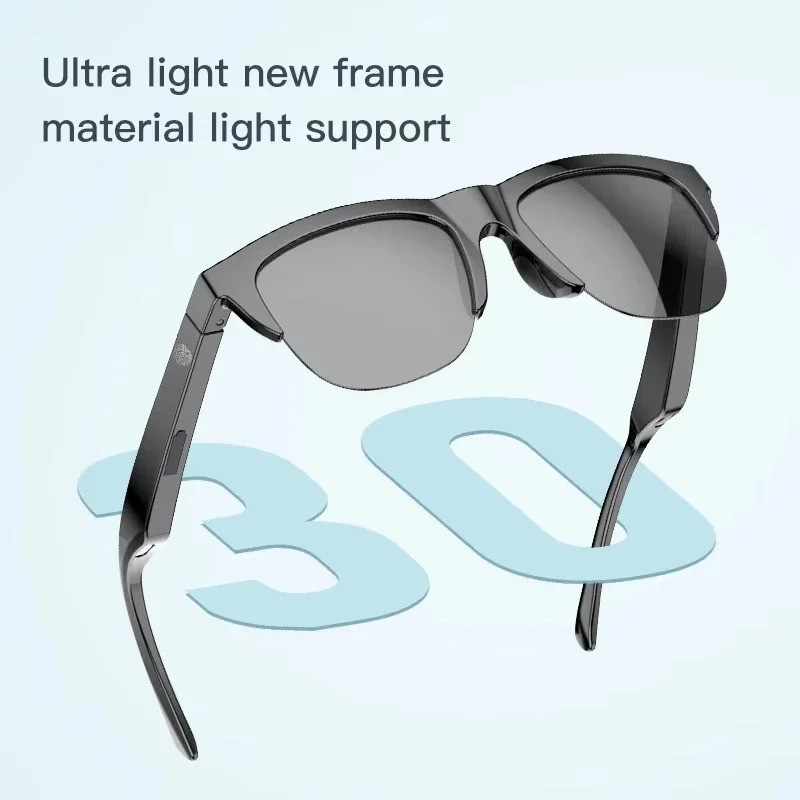 Bluetooth Smart Glasses with Speakers Eyewear Music translator Headphones Black