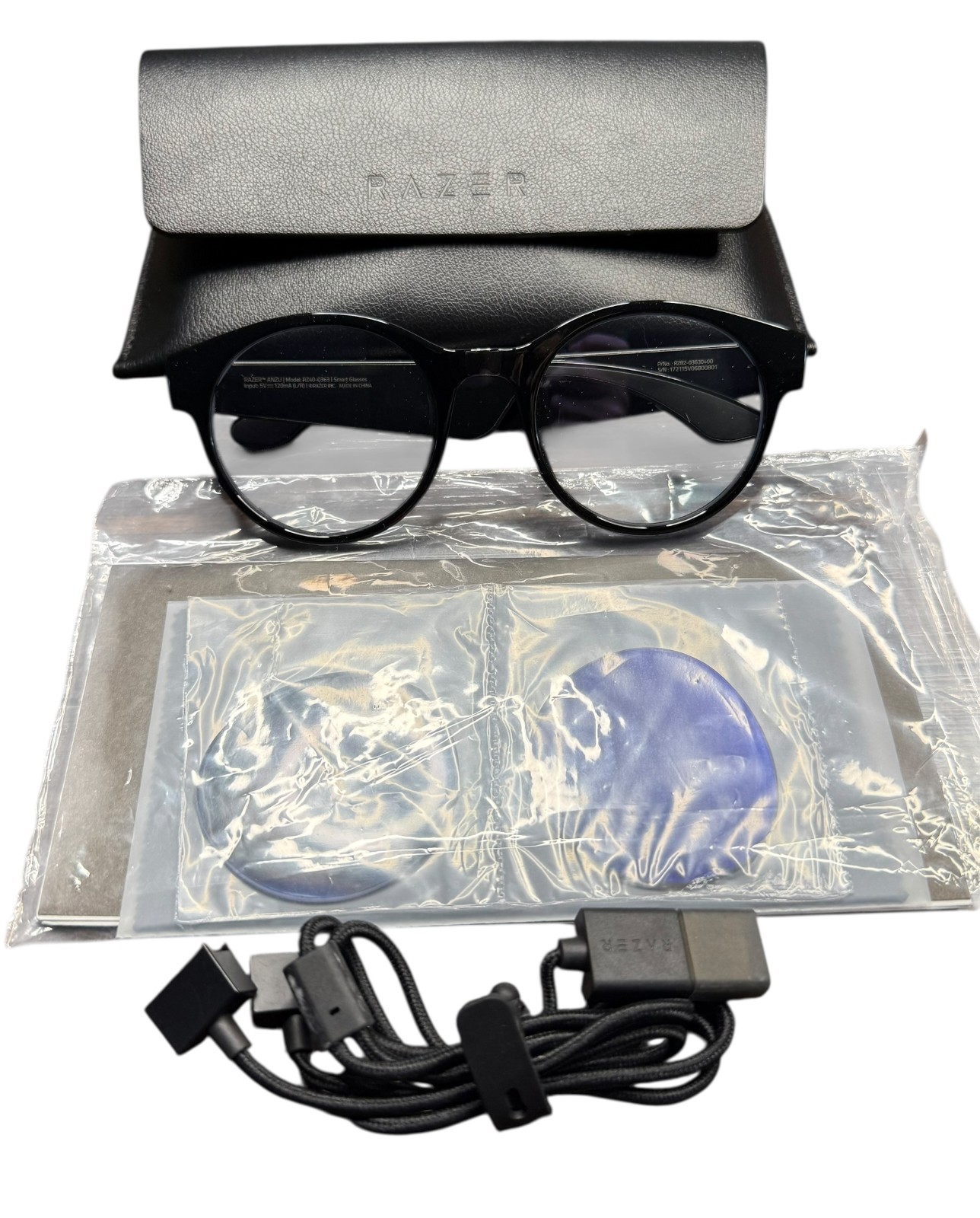 Razer Anzu Smart Glasses Round Frame Bundle w/ Blue Light Filter – Large