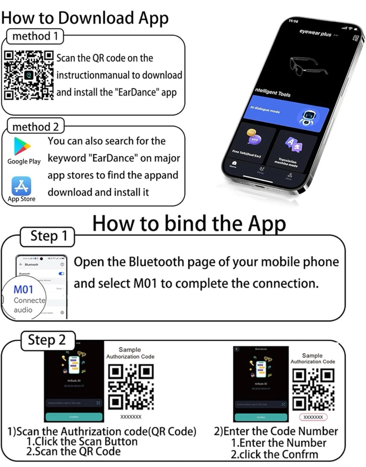 AI Translation Smart Glasses Bluetooth Voice Translator Sunglasses
