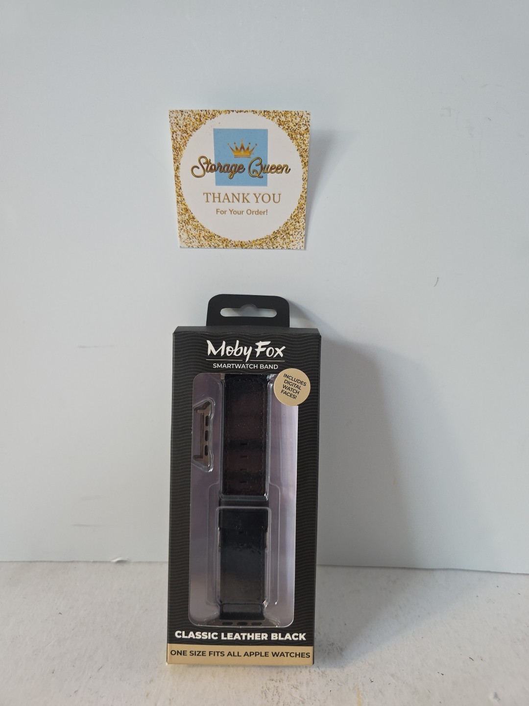 Moby Fox Classic Genuine Leather Black Smartwatch Band For Apple Watch