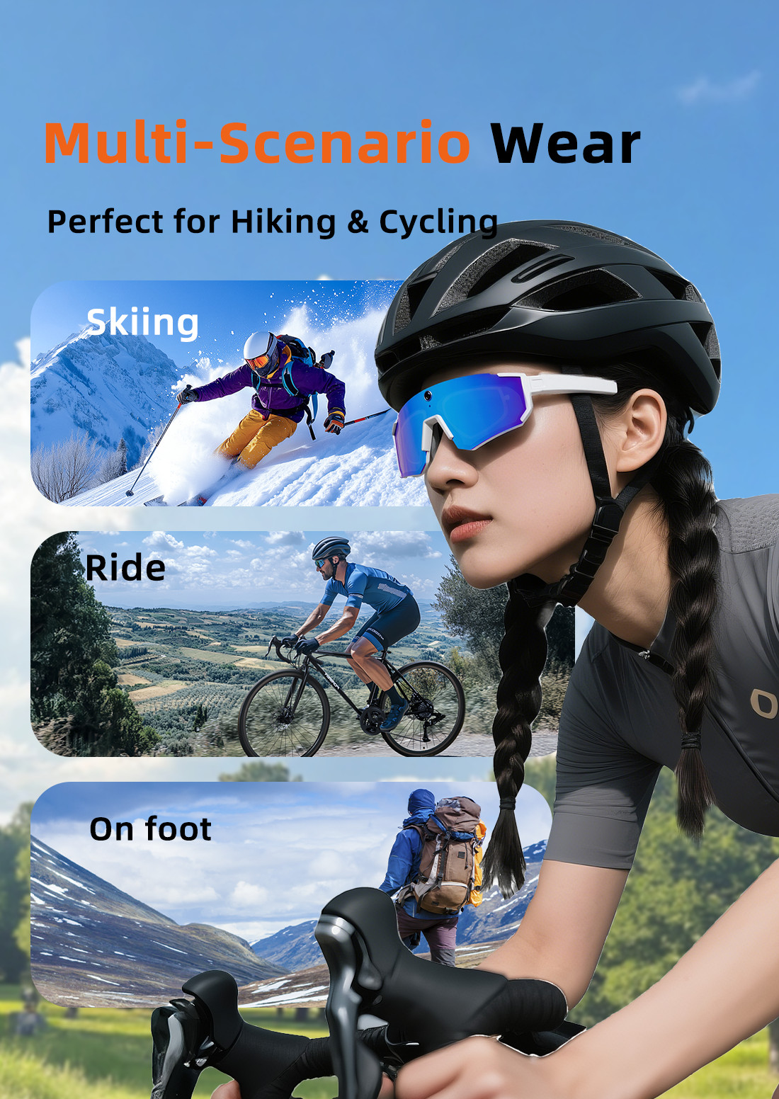 AI Smart Glasses Camera Bluetooth Open-Ear Audio | Oakley Meta Alternative