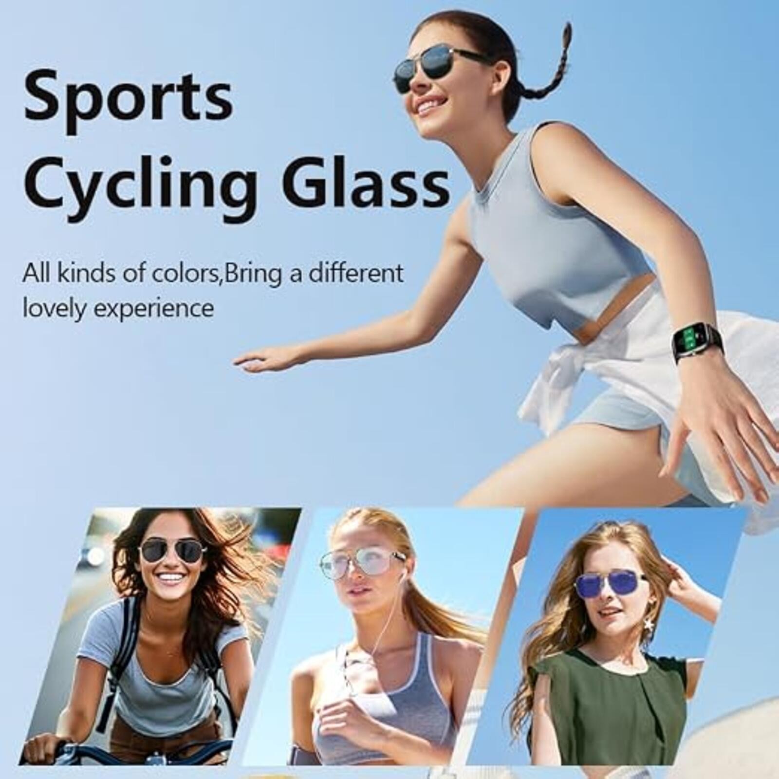 Bluetooth Audio Smart Sunglasses with Speakers, UV400 Protection Blue Light