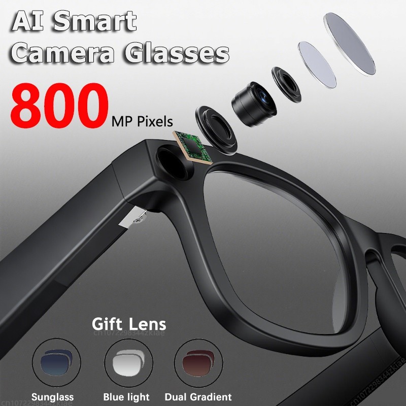 4K Smart Bluetooth AI Glasses 800W Pixel Shooting Music Play Call Intelligent Tr