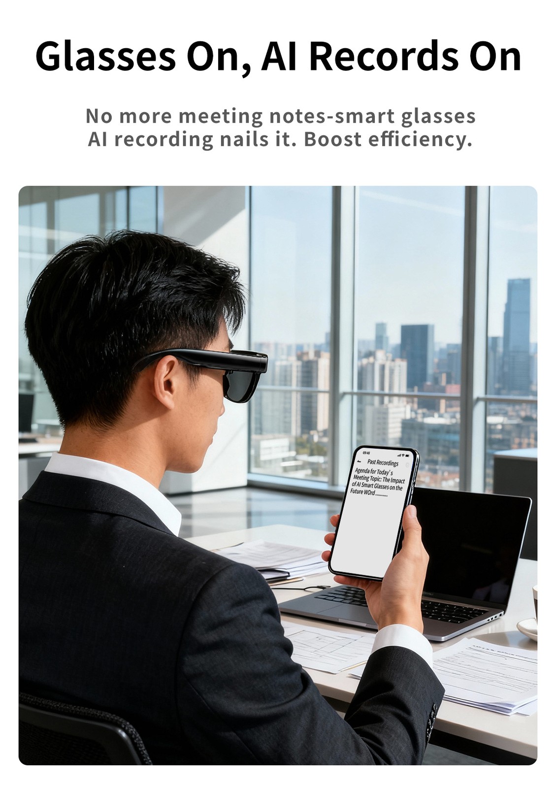 Smart Ai Glasses 800W Pixel Camera Video Recording Open-Ear Headset Sunglasses