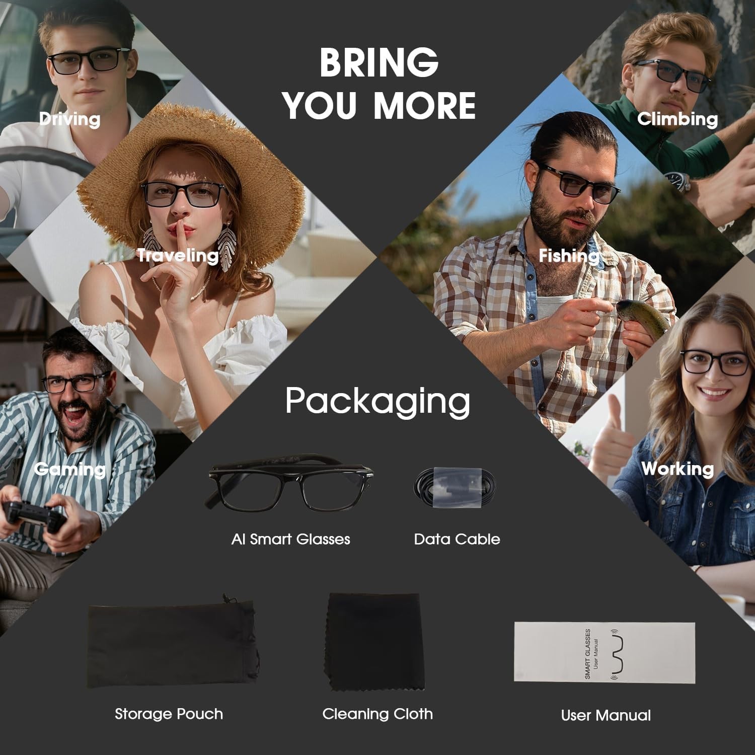 Hands-Free Calling Bluetooth Smart Glasses Waterproof