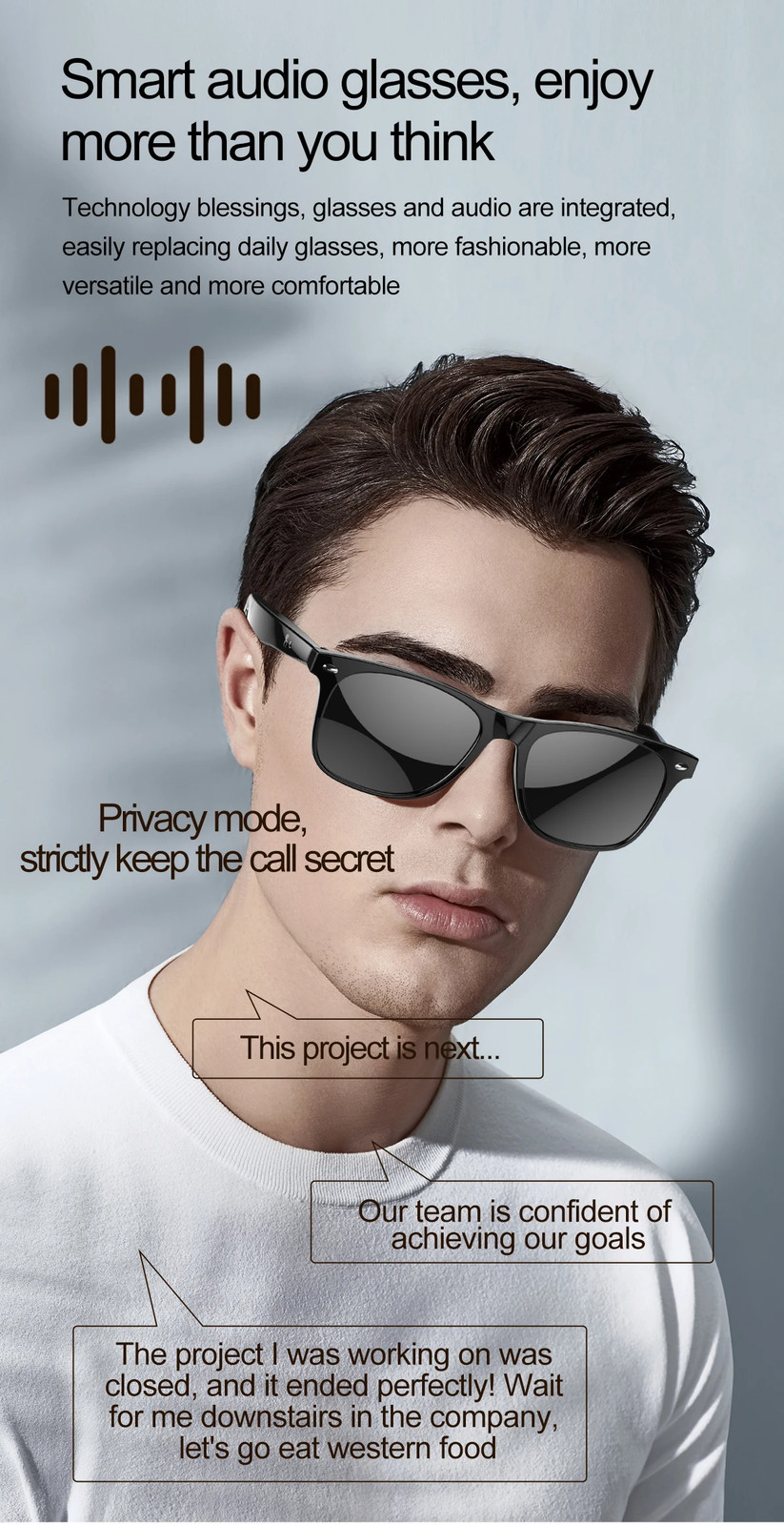 AI Translation Summer Smart Glasses Voice Assistant Sun Protection & Waterproof